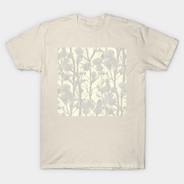 Taupe Thistle Flowers T-Shirt by Carolina Díaz